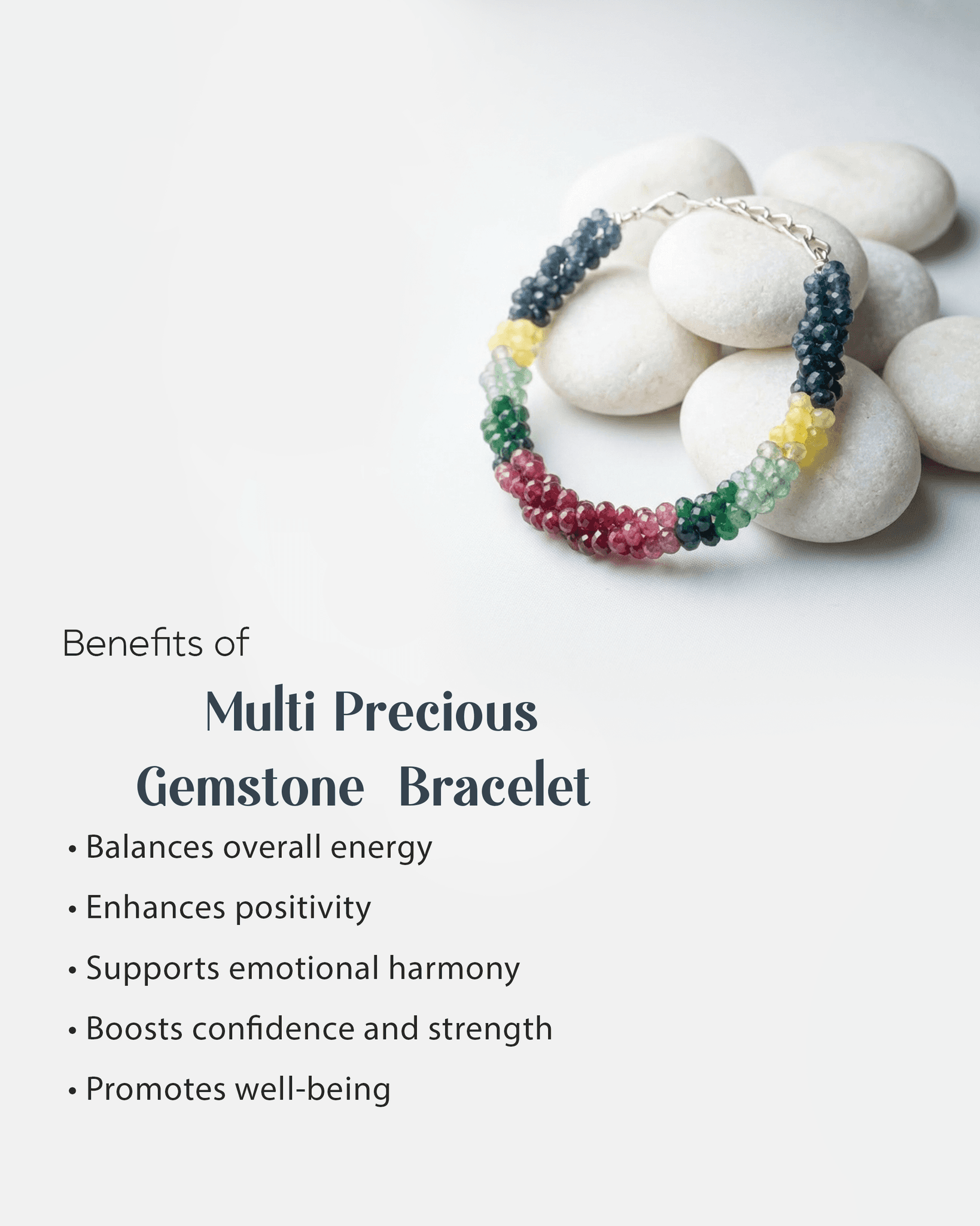 Multi Precious onyx Faceted Bead Bracelet with Silver Chain | Luxury Color-Block Jewelry