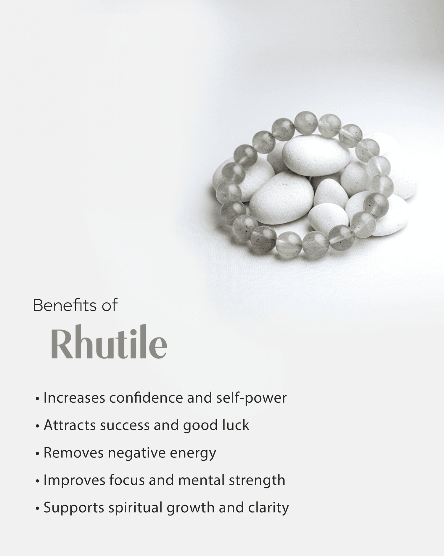 Natural Silver Rutilated Quartz Bracelet | Rare Rhutile Energy Crystal