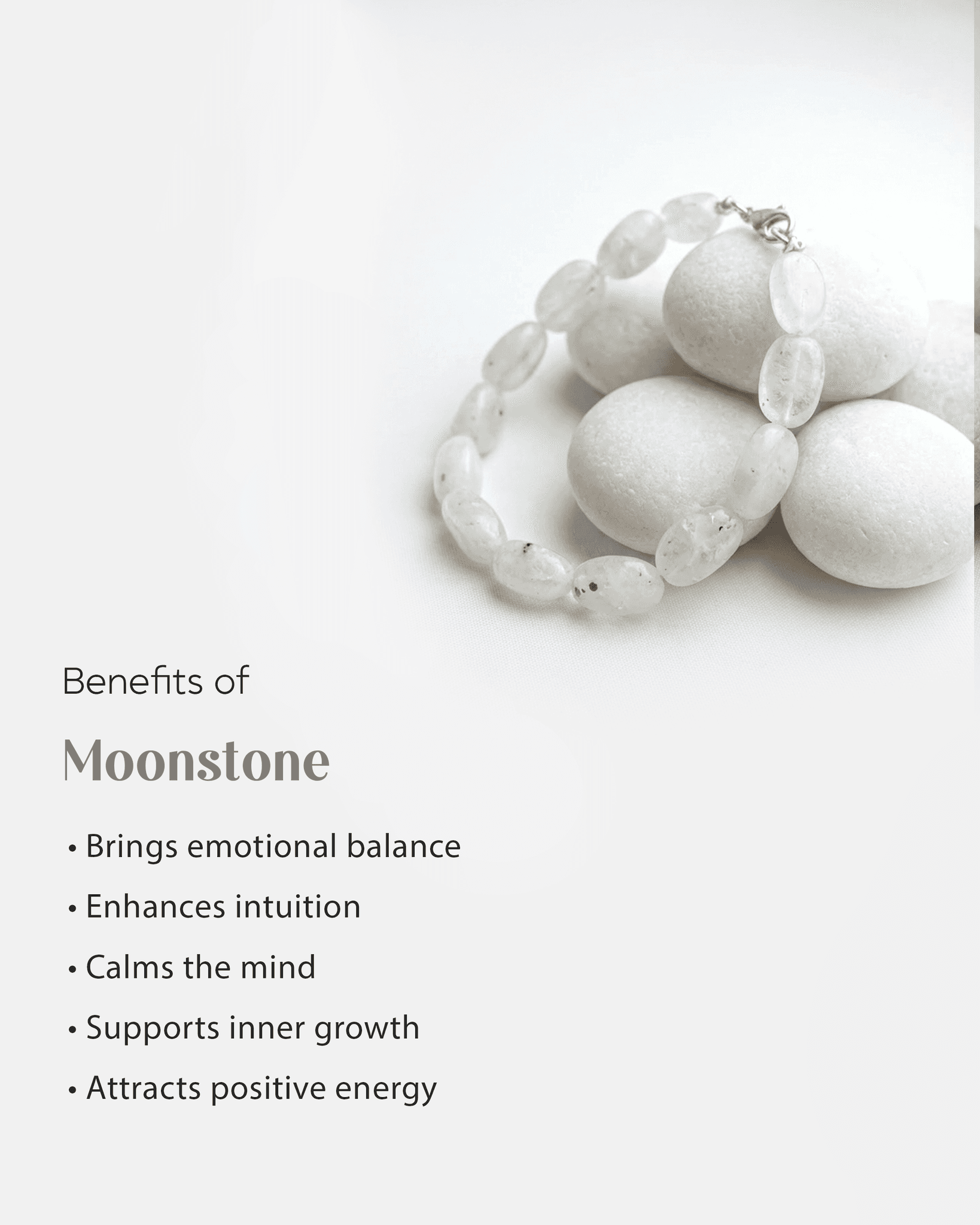 Natural White Rainbow Moonstone Oval Bracelet with Silver Clasp | Smooth Healing Crystal