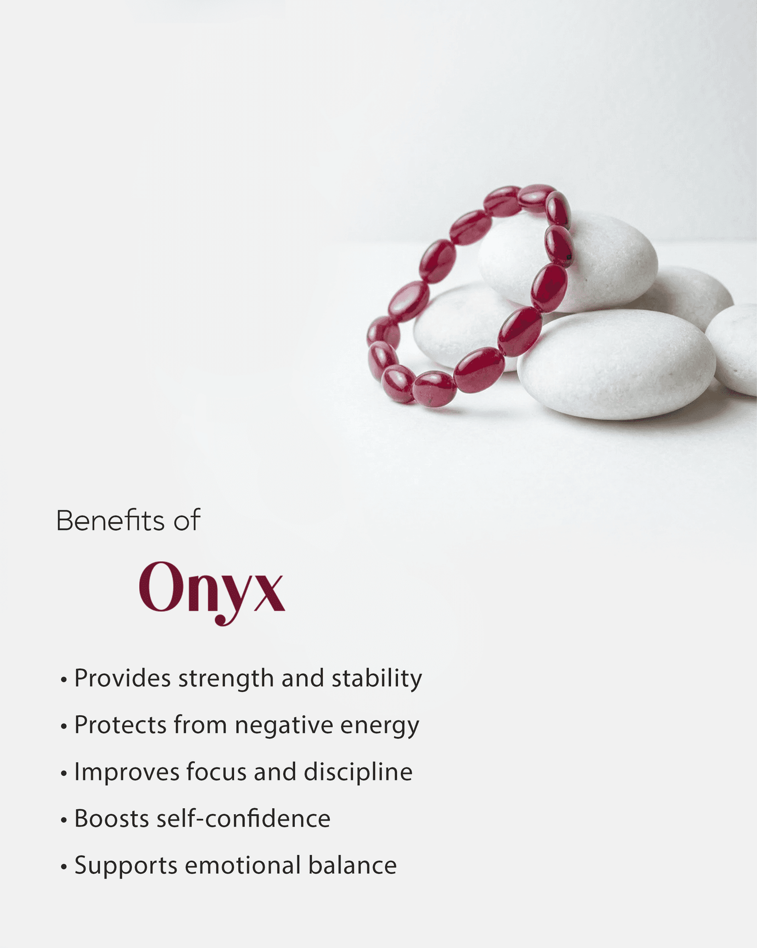 Natural Red Onyx Stone Bracelet | Strength &amp; Grounding Healing Crystal