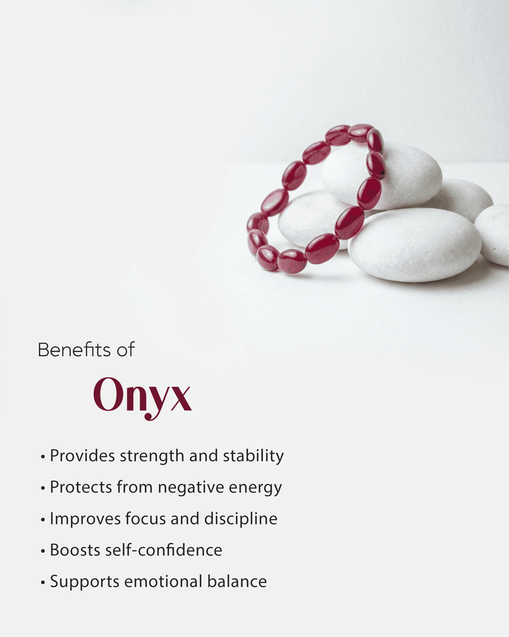 Natural Red Onyx Stone Bracelet | Strength & Grounding Healing Crystal