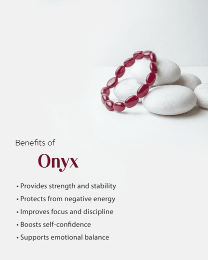 Natural Red Onyx Stone Bracelet | Strength &amp; Grounding Healing Crystal