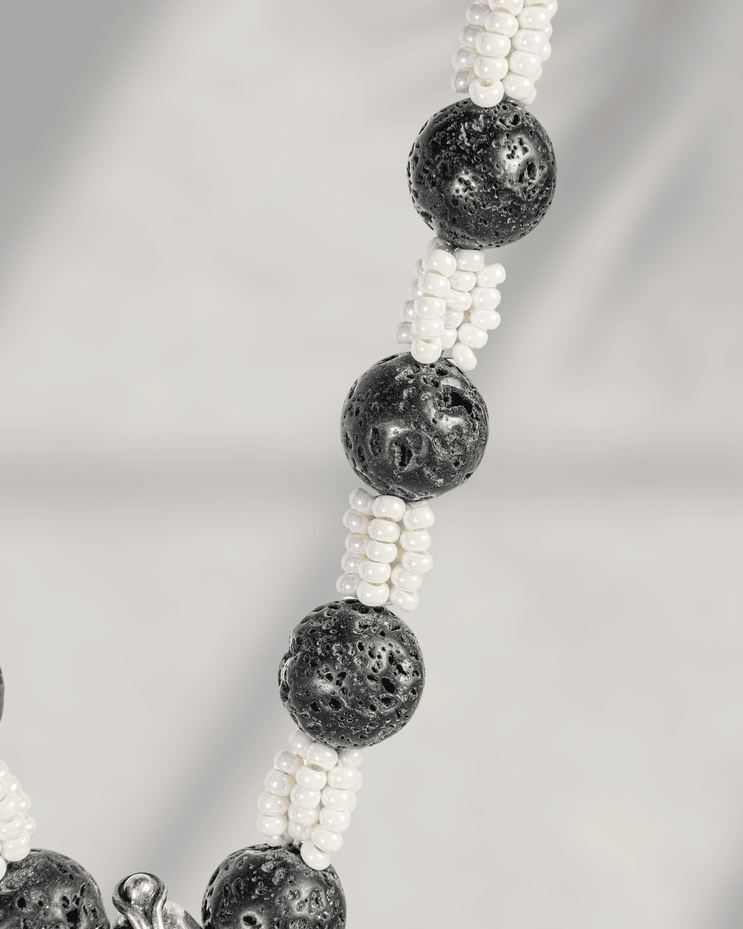 Oxidized 925 Sterling Silver Tribal Claw Pendant Necklace with Lava Beads | Boho Statement Mala