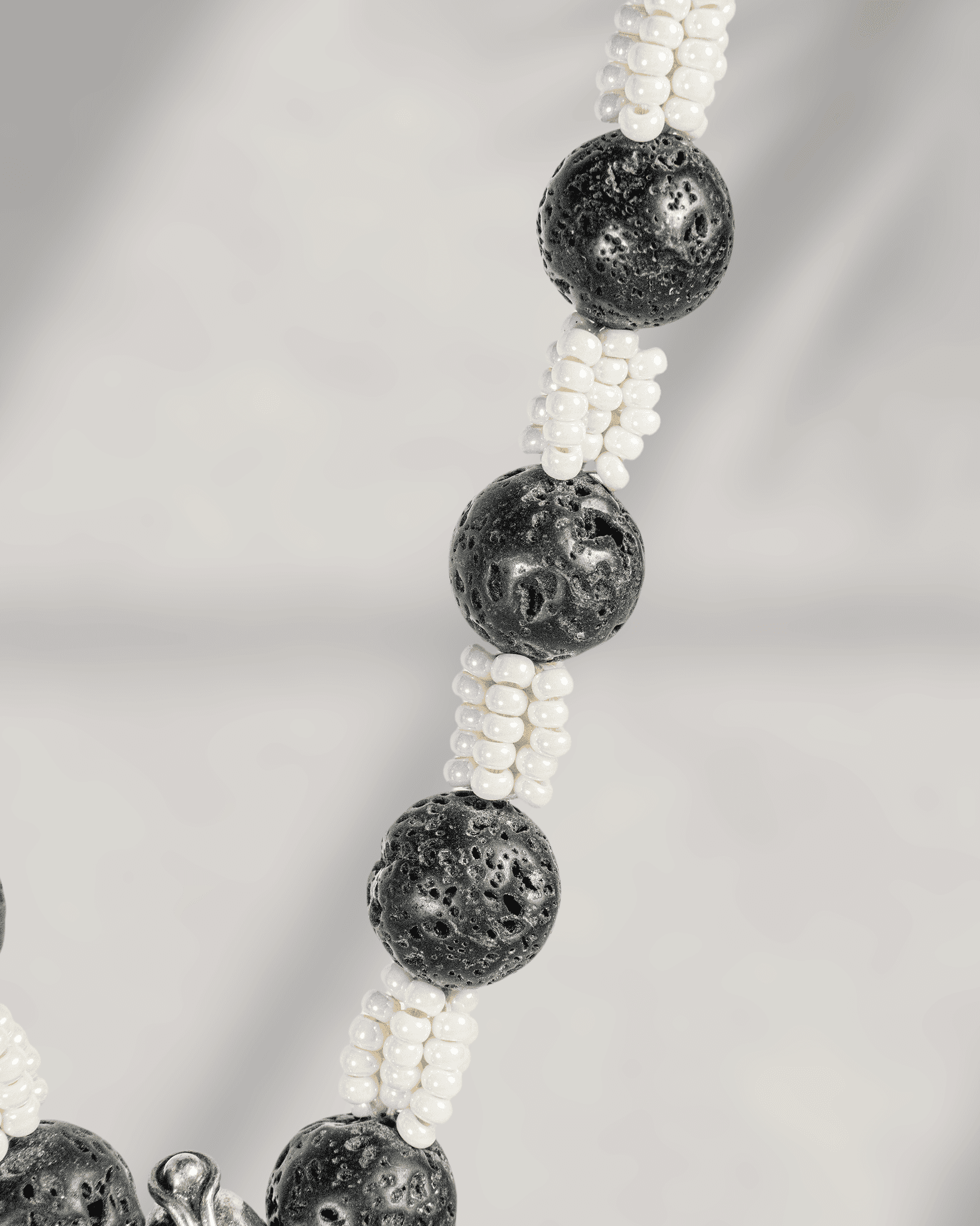 Oxidized 925 Sterling Silver Tribal Claw Pendant Necklace with Lava Beads | Boho Statement Mala