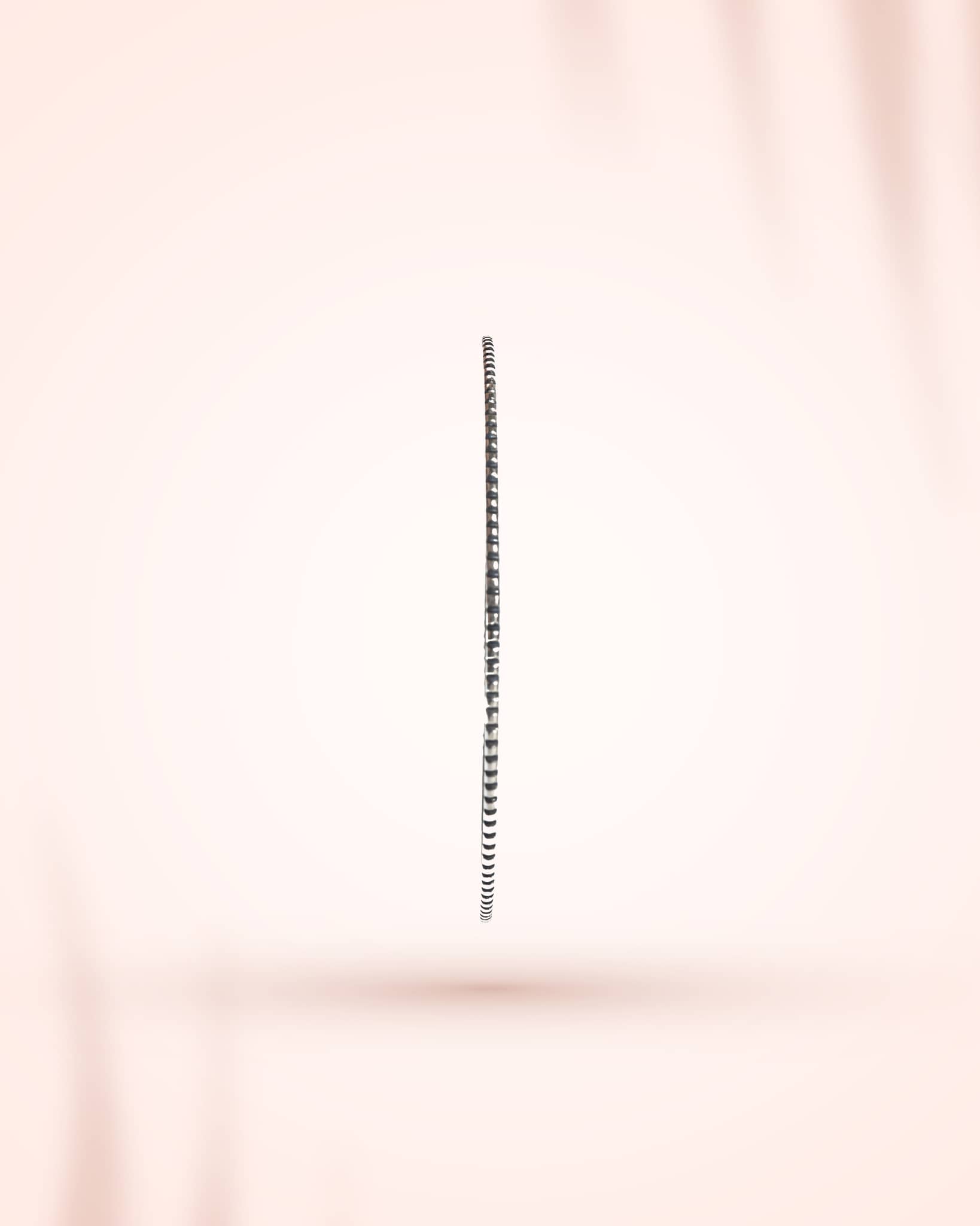 92.5 Sterling Silver Diamond-Cut Thin Bangle | Faceted Stackable Kada