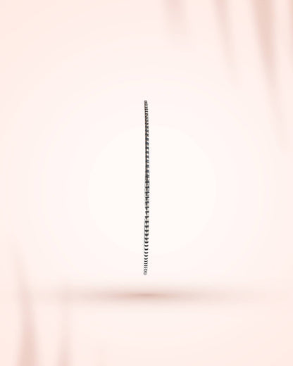 92.5 Sterling Silver Diamond-Cut Thin Bangle | Faceted Stackable Kada