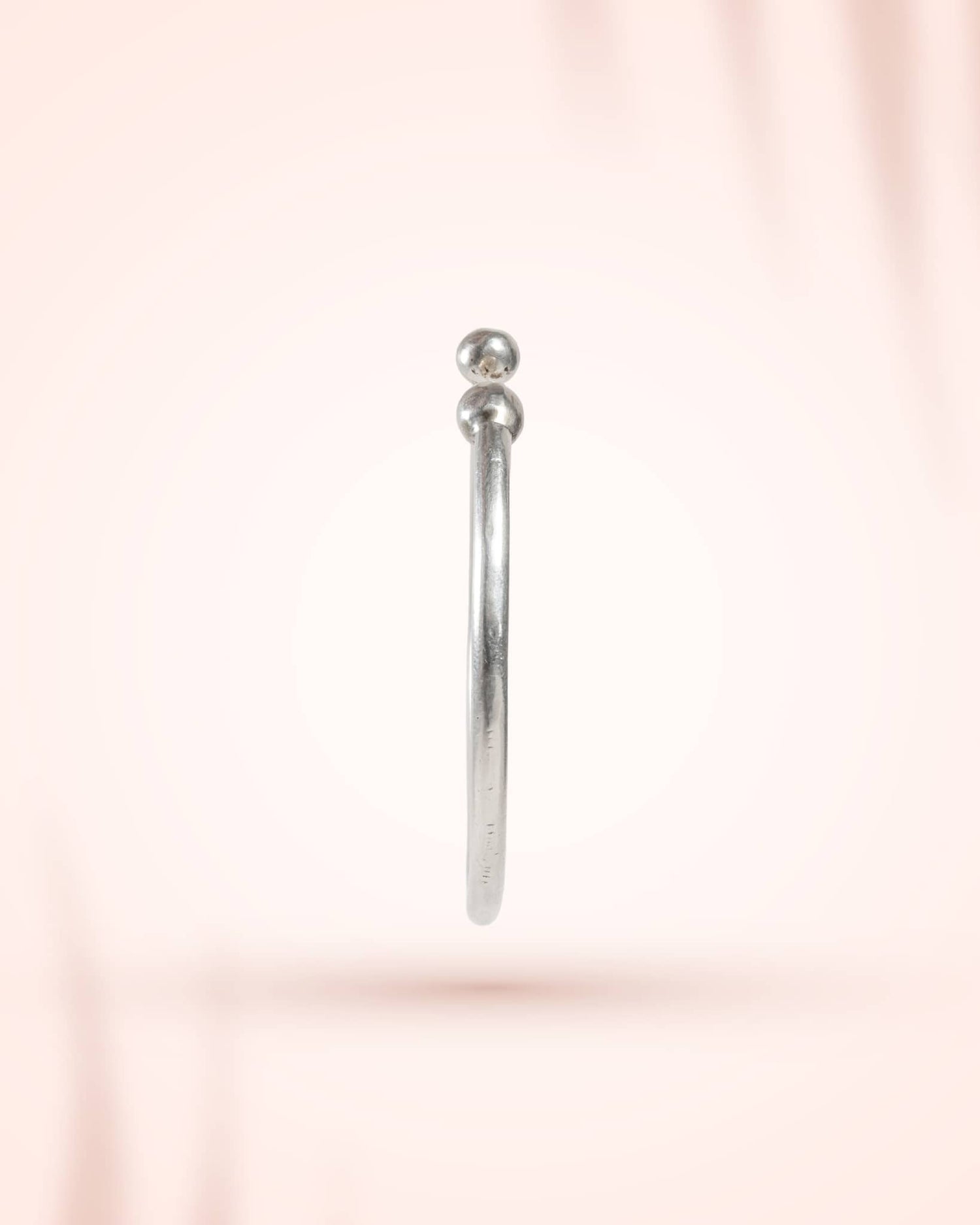 92.5 Sterling Silver Ball-End Open Cuff Bangle | Minimalist Adjustable Kada