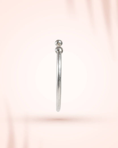 92.5 Sterling Silver Ball-End Open Cuff Bangle | Minimalist Adjustable Kada
