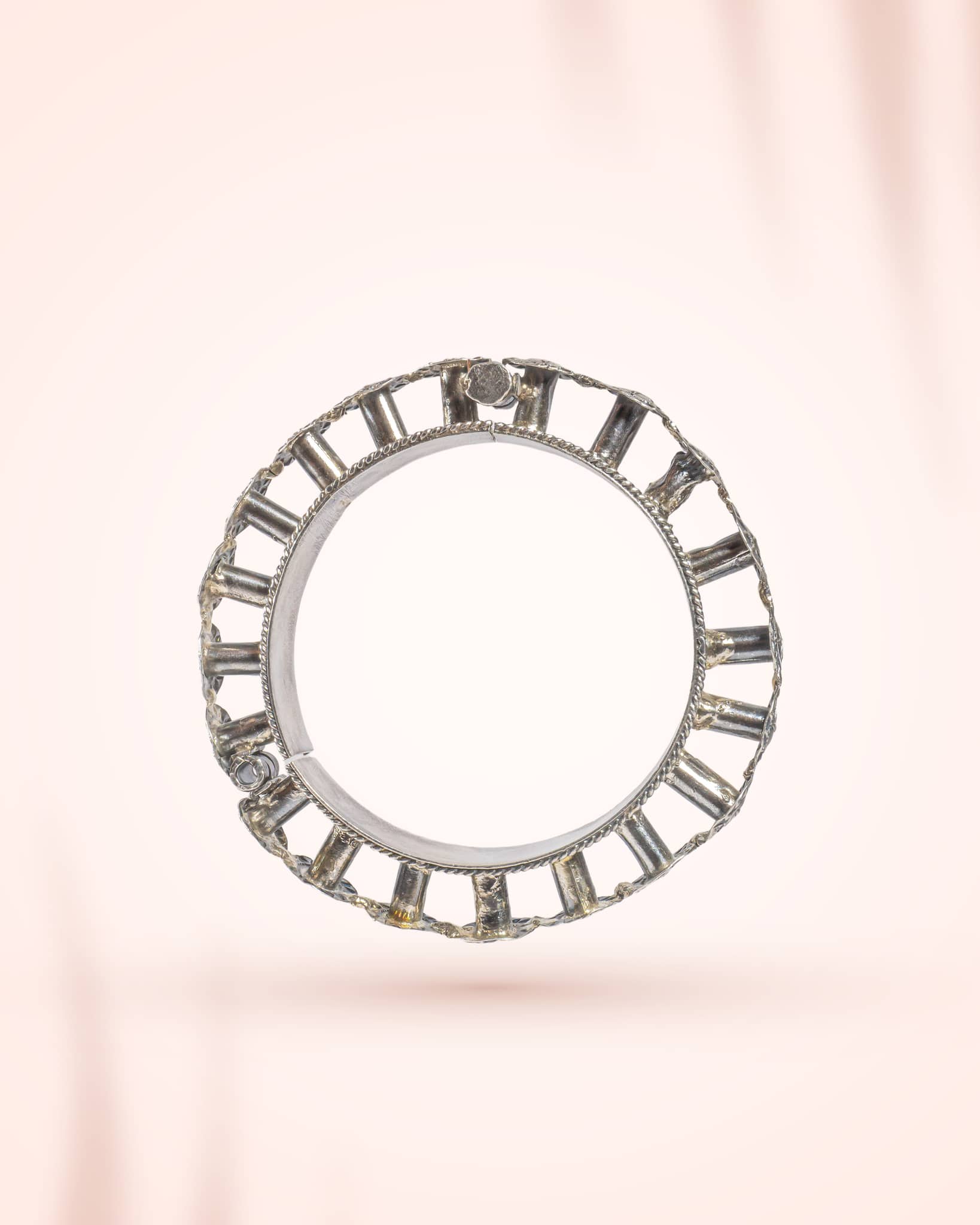 92.5 Sterling Silver Surya Face (Sun God) Statement Bangle | Temple Jewelry Kada