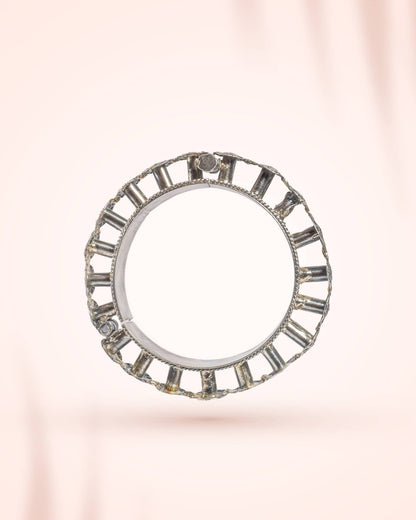 92.5 Sterling Silver Surya Face (Sun God) Statement Bangle | Temple Jewelry Kada