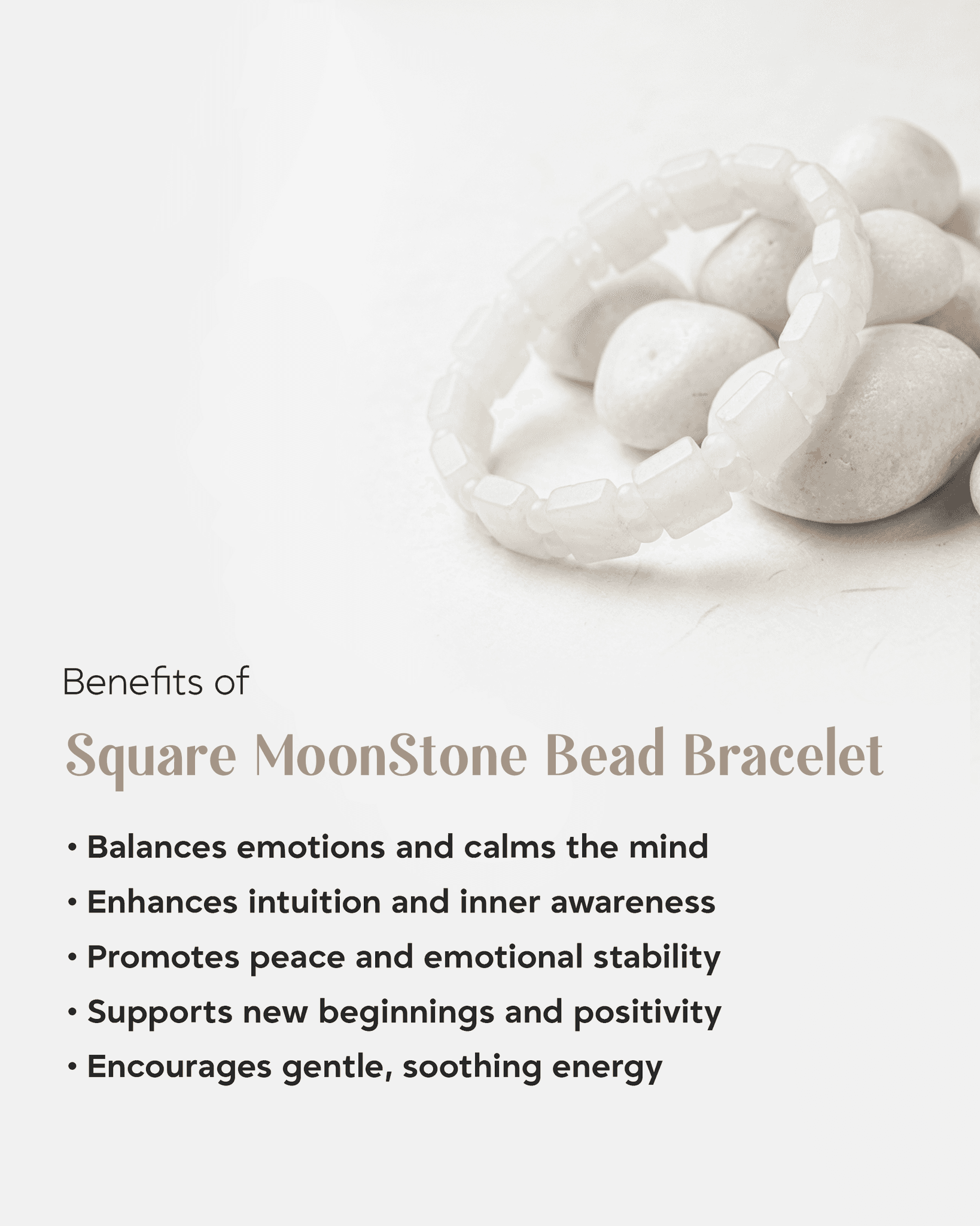 Natural Moonstone Rectangular Tile Bracelet | Healing Crystal for Intuition & Calmness