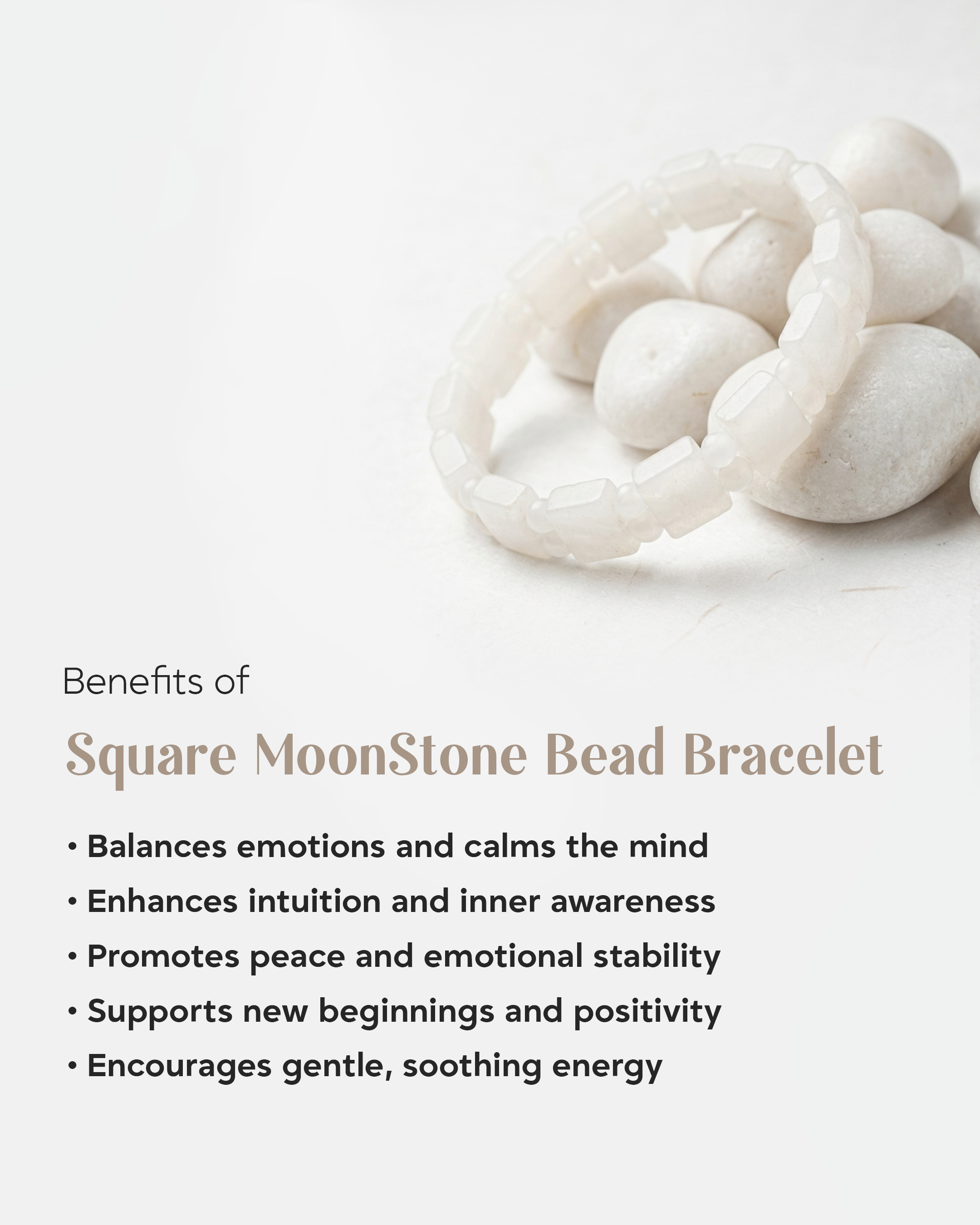 Natural Moonstone Rectangular Tile Bracelet | Healing Crystal for Intuition & Calmness