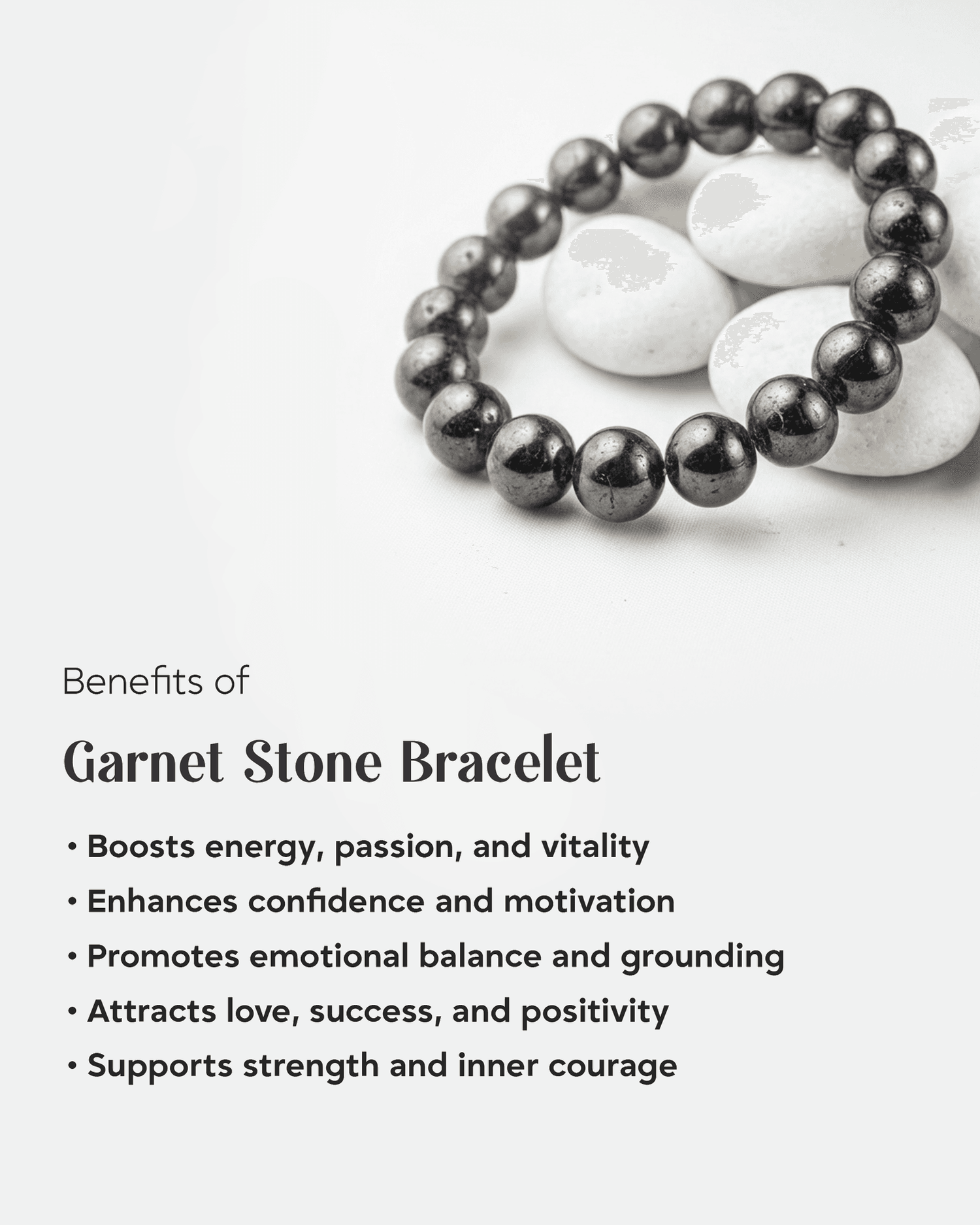 Natural Red Garnet Stone Bracelet | Deep Red Passion &amp; Energy Crystal (January Birthstone)