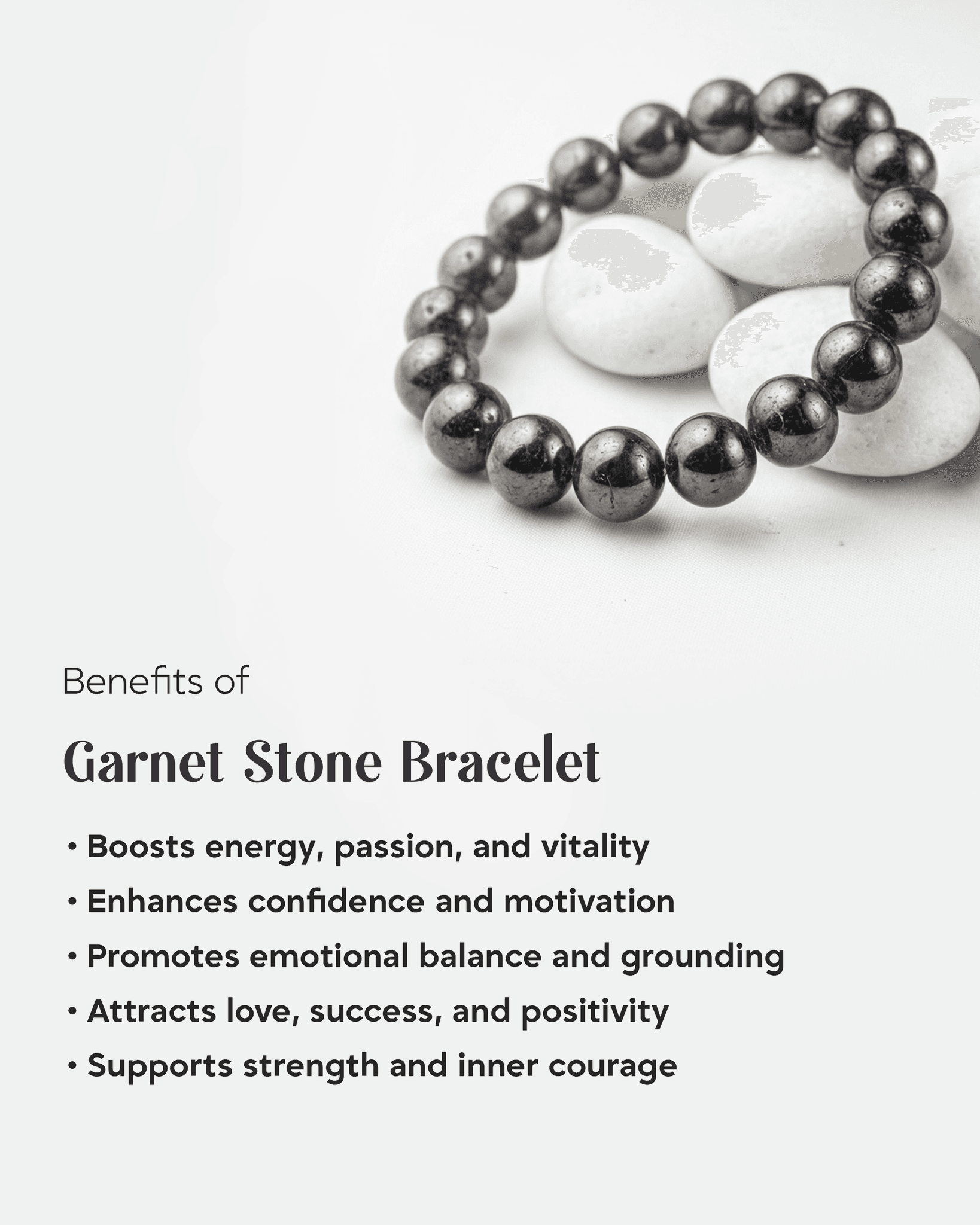 Natural Red Garnet Stone Bracelet | Deep Red Passion & Energy Crystal (January Birthstone)