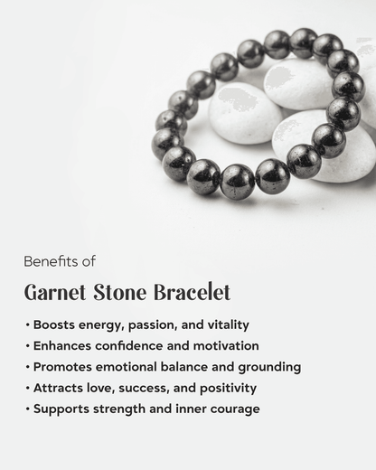 Natural Red Garnet Stone Bracelet | Deep Red Passion &amp; Energy Crystal (January Birthstone)