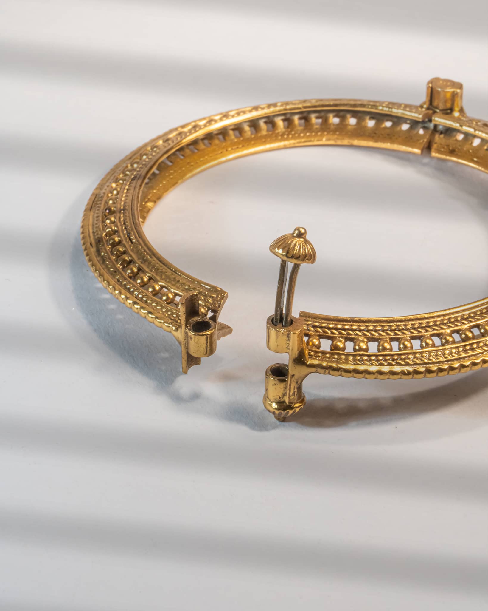 Premium 925 Sterling Silver Gold Plated Antique Kada | Screw Openable Traditional Bangle