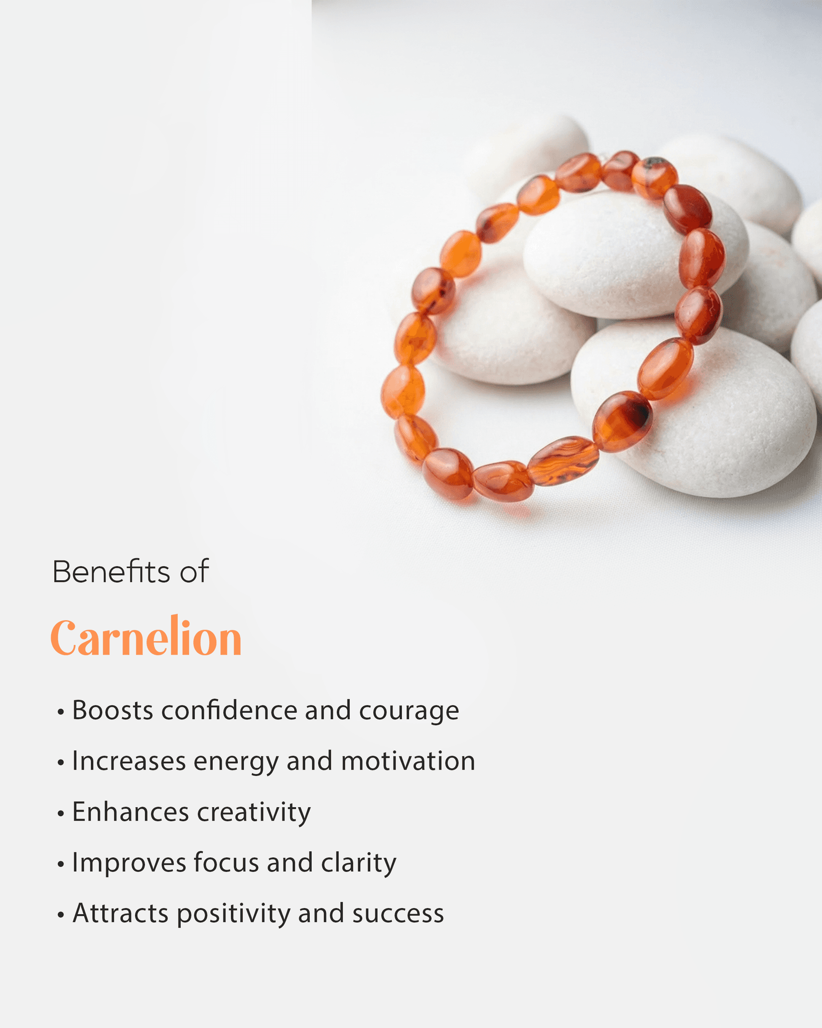Natural Carnelian Oval Tumbled Bracelet | Organic Shape Healing Crystal
