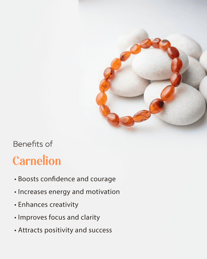 Natural Carnelian Oval Tumbled Bracelet | Organic Shape Healing Crystal