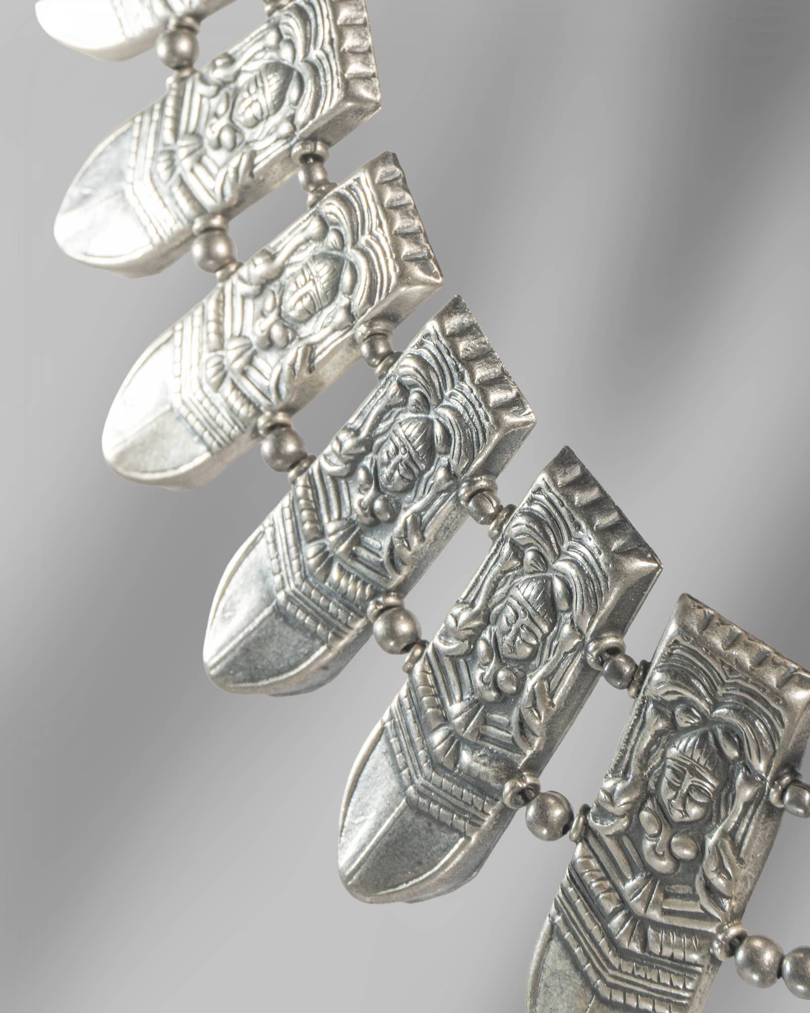 925 Sterling Silver Oxidized Temple Necklace | Goddess Motif Statement Choker