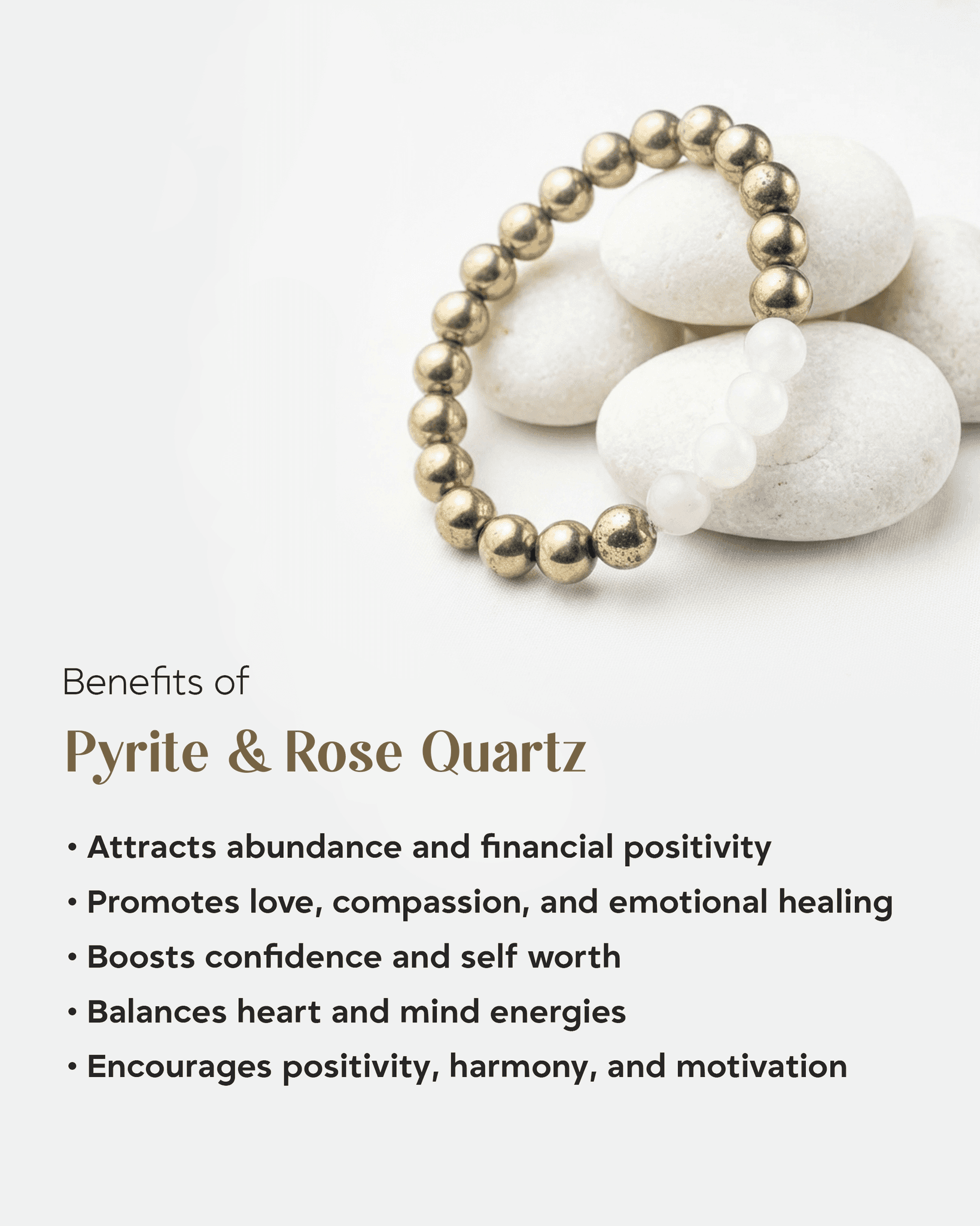 Natural Pyrite & Rose Quartz Mix Bracelet | Wealth, Success & Emotional Harmony