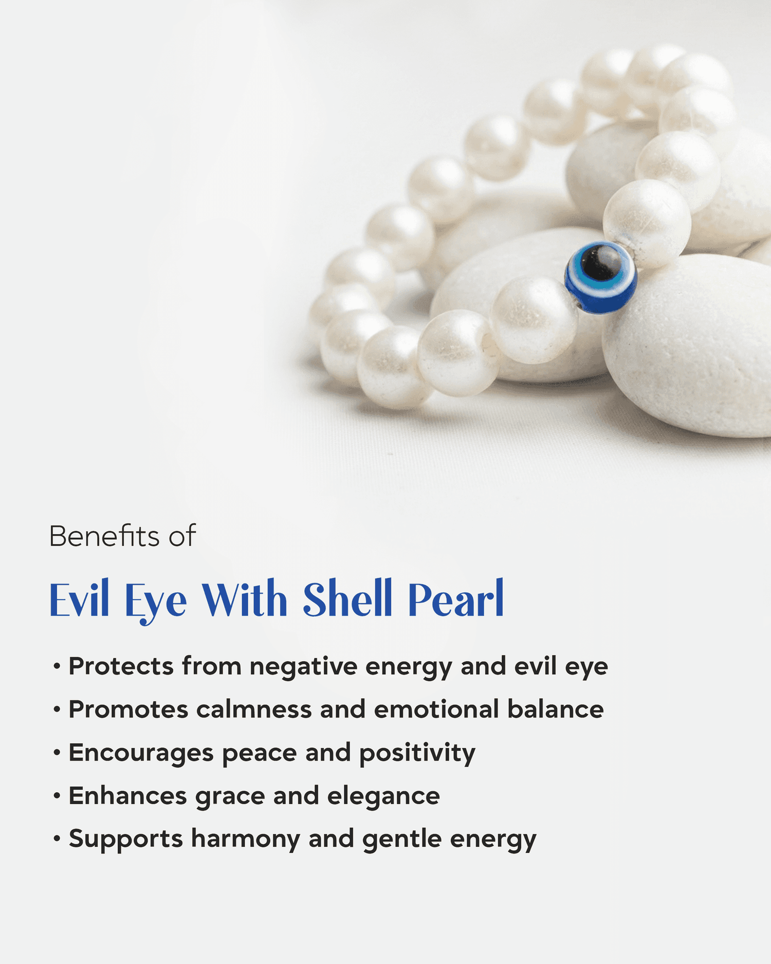 White Shell Pearl &amp; Evil Eye Protection Bracelet | Elegant Nazar Battu Jewelry