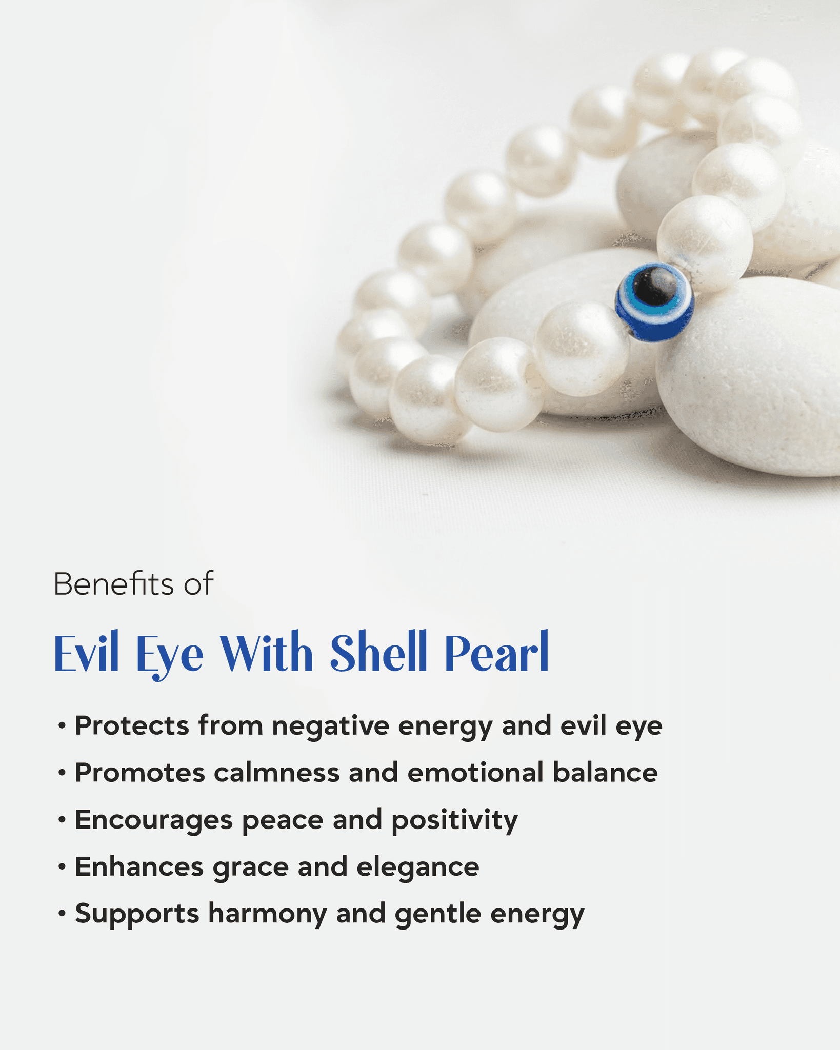 White Shell Pearl & Evil Eye Protection Bracelet | Elegant Nazar Battu Jewelry