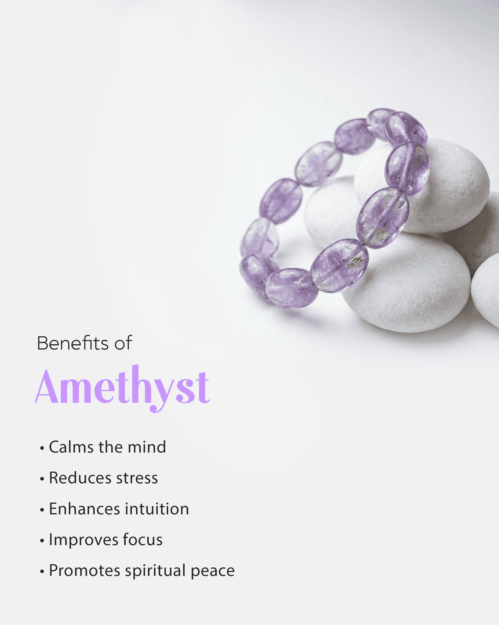 Natural Amethyst Tumbled Nugget Bracelet | Organic Purple Healing Crystal for Peace