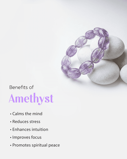 Natural Amethyst Tumbled Nugget Bracelet | Organic Purple Healing Crystal for Peace