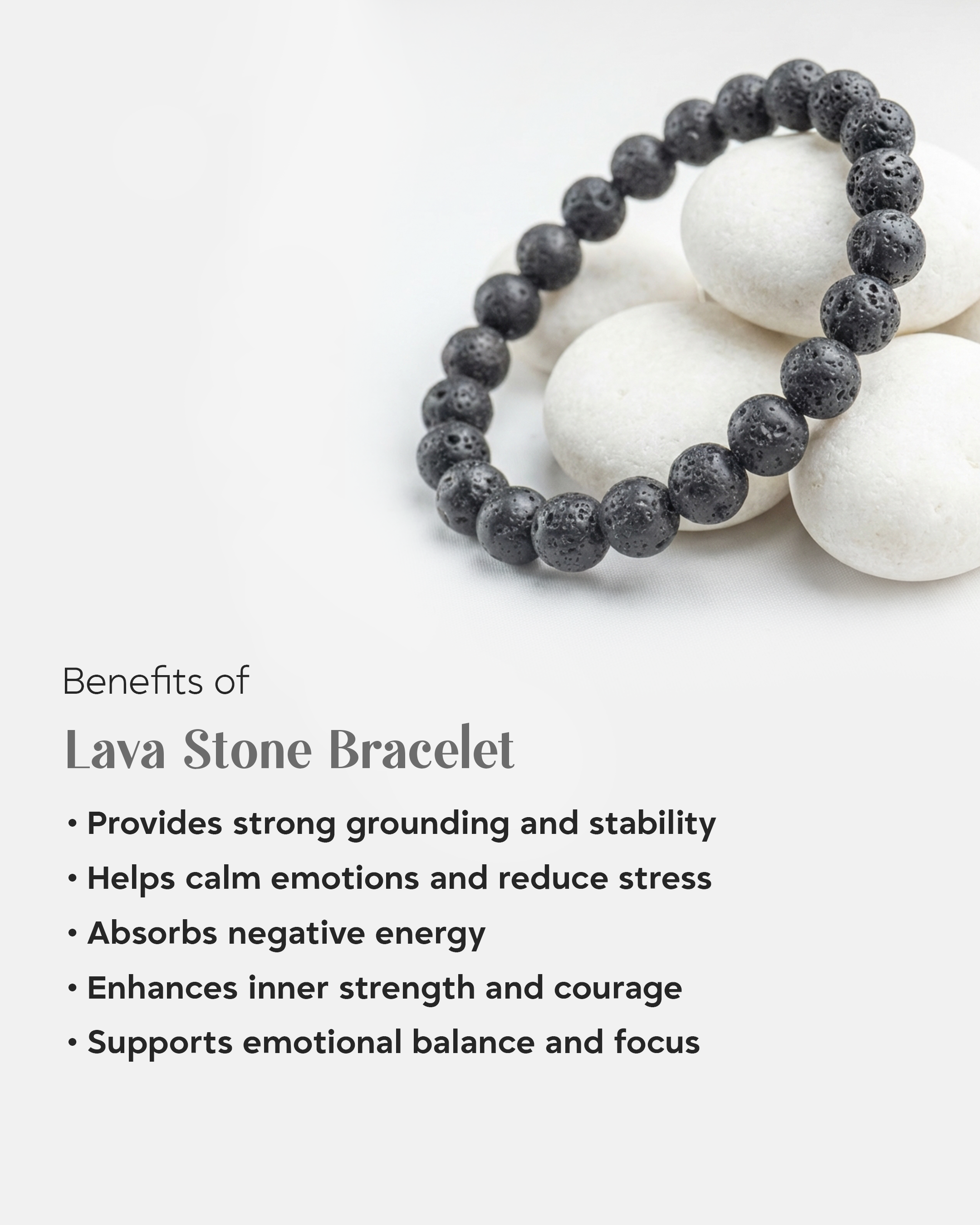 Natural Black Lava Stone Bracelet | Volcanic Rock Diffuser for Aromatherapy & Grounding