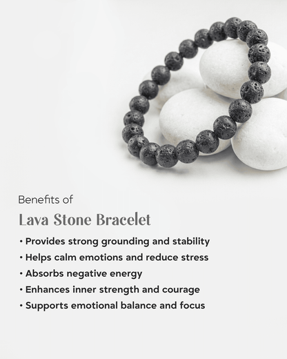 Natural Black Lava Stone Bracelet | Volcanic Rock Diffuser for Aromatherapy &amp; Grounding