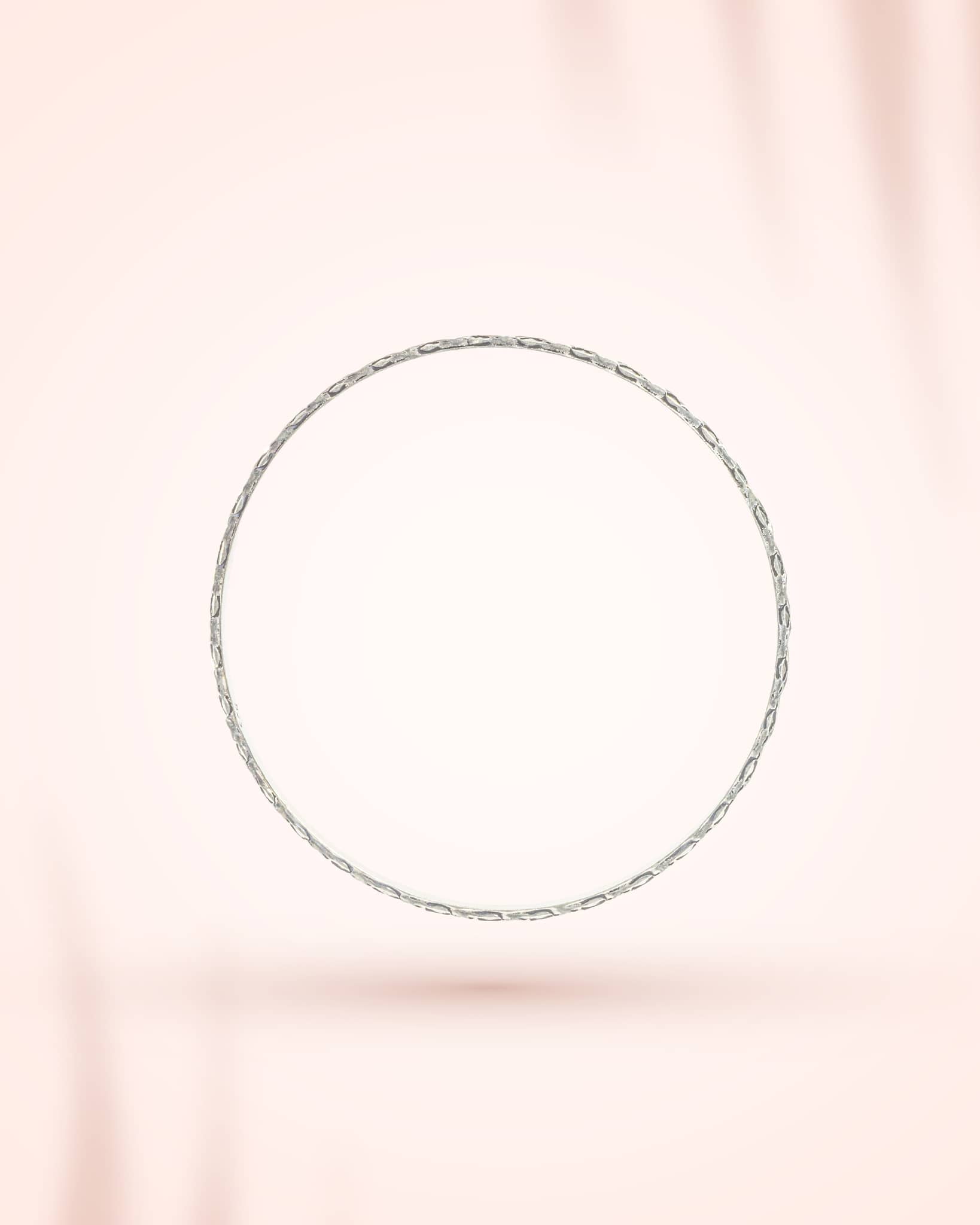 92.5 Sterling Silver Diamond Cut Chudi (Pair) | Textured Sparkle Bangles