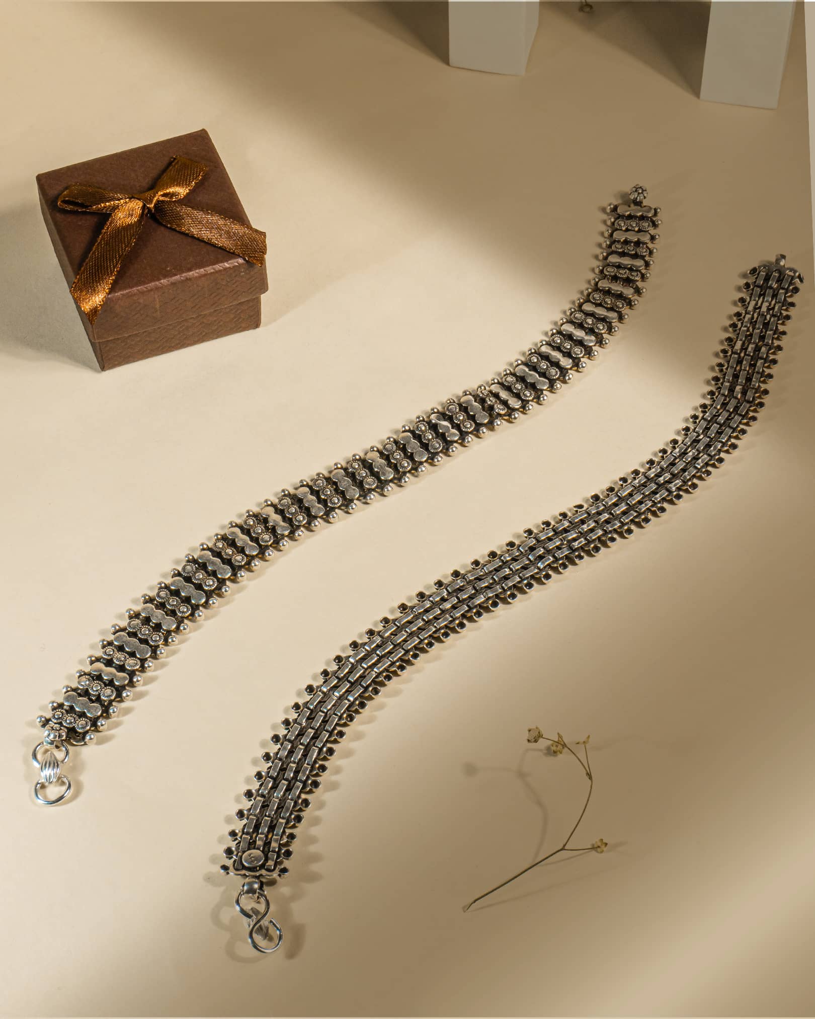 925 Sterling Silver Oxidized Traditional Anklets (Pair) | Heavy Ethnic Bridal Payal