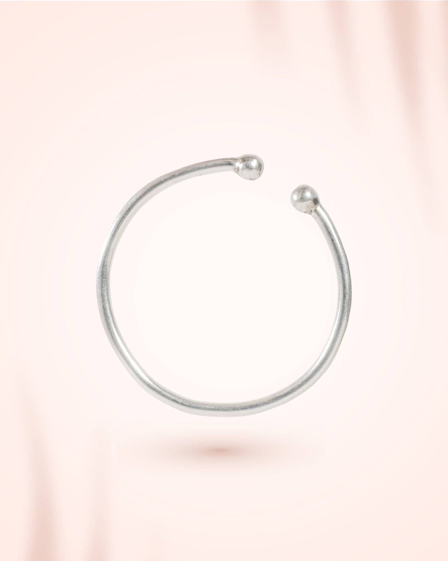 92.5 Sterling Silver Ball-End Open Cuff Bangle | Minimalist Adjustable Kada