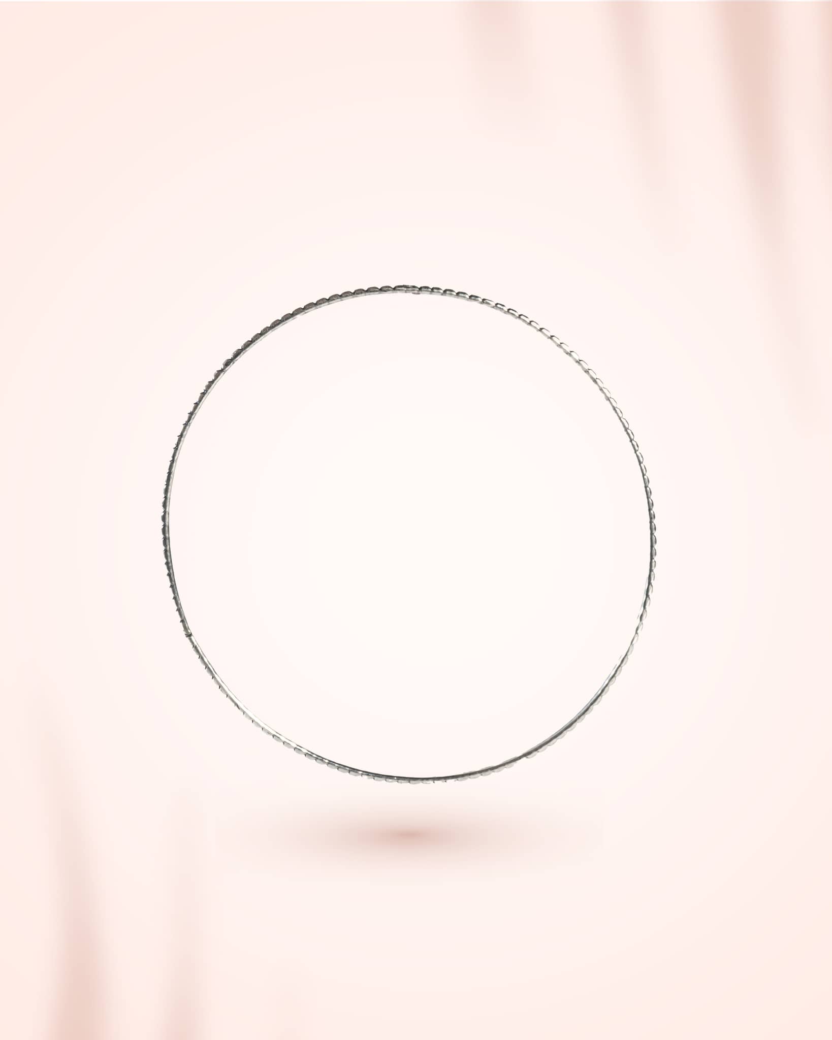 92.5 Sterling Silver Diamond-Cut Thin Bangle | Faceted Stackable Kada