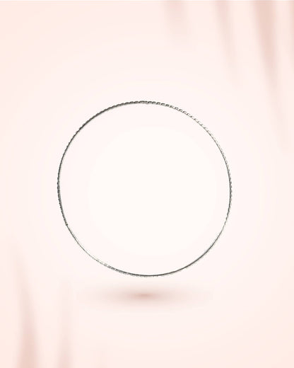 92.5 Sterling Silver Diamond-Cut Thin Bangle | Faceted Stackable Kada