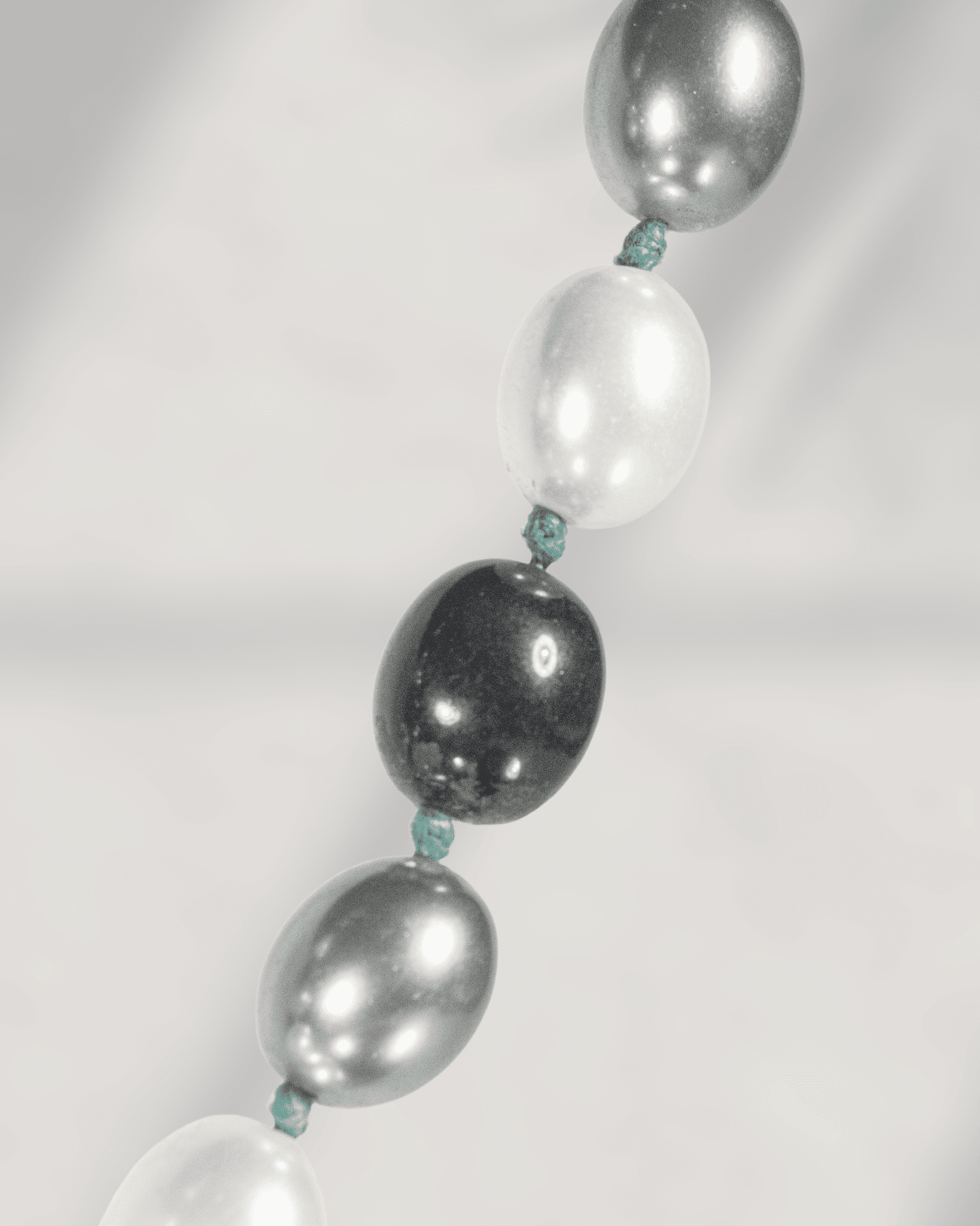 Oxidized 925 Sterling Silver Turquoise Teardrop Pendant Necklace | Tri-Color Shell Pearl Mala