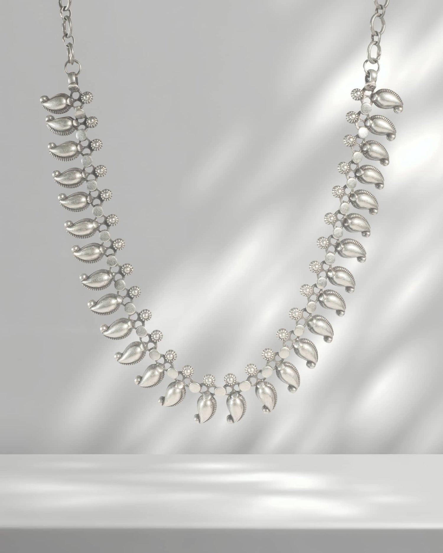 Oxidized 925 Sterling Silver Mango Motif Necklace | Traditional Paisley Choker