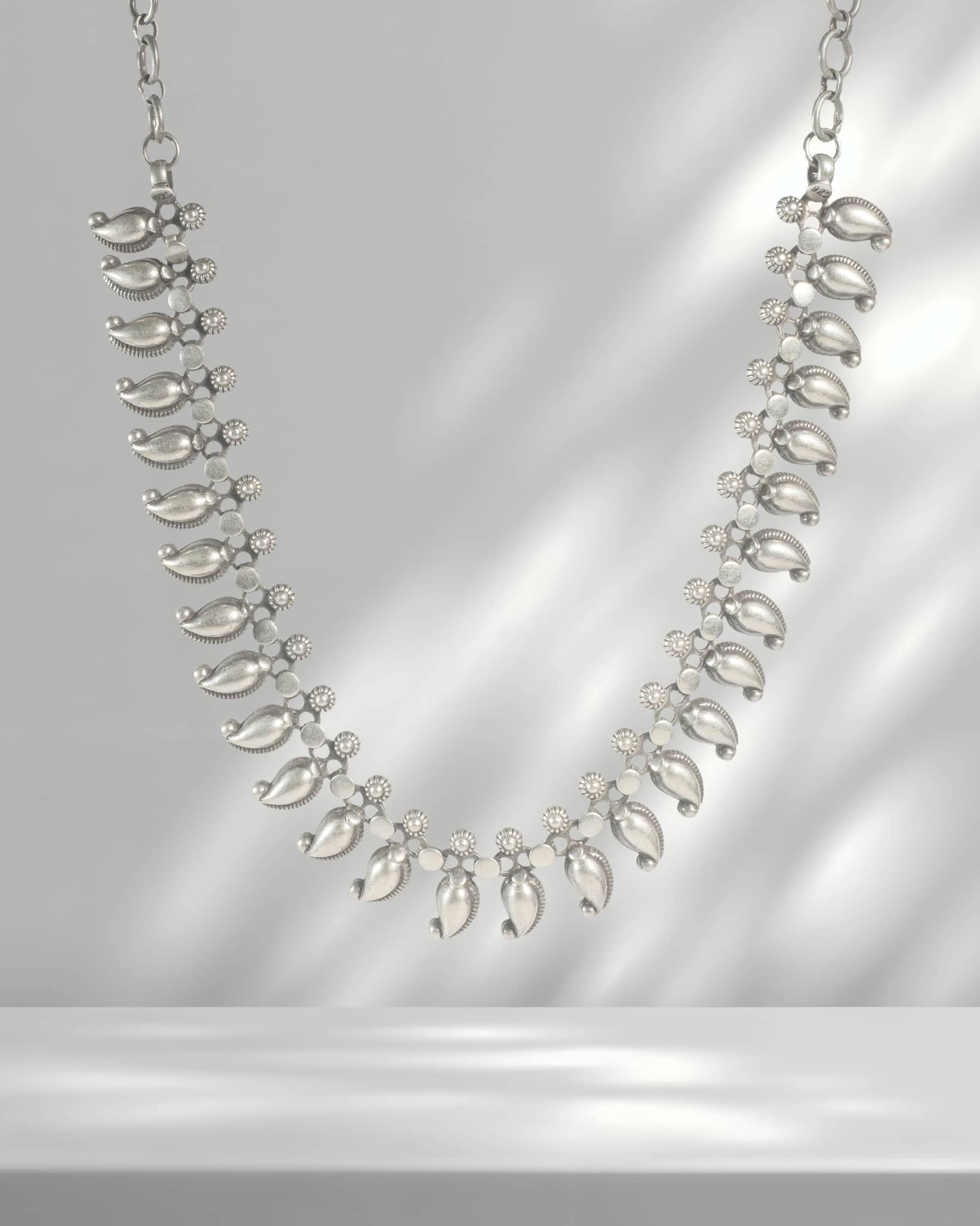 Oxidized 925 Sterling Silver Mango Motif Necklace | Traditional Paisley Choker