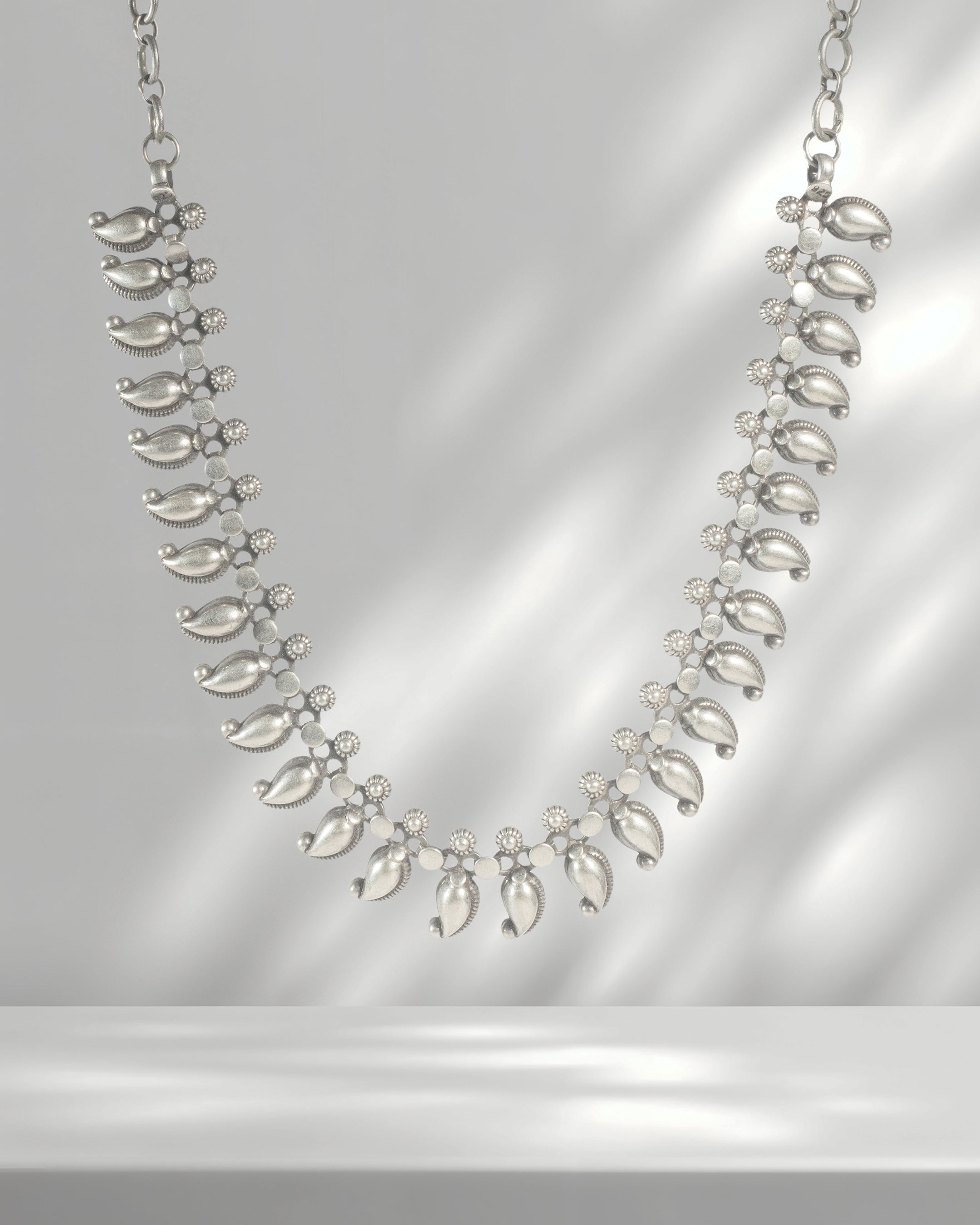 Oxidized 925 Sterling Silver Mango Motif Necklace | Traditional Paisley Choker