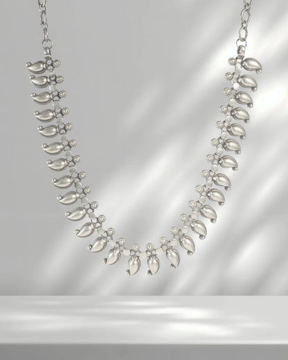 Oxidized 925 Sterling Silver Mango Motif Necklace | Traditional Paisley Choker