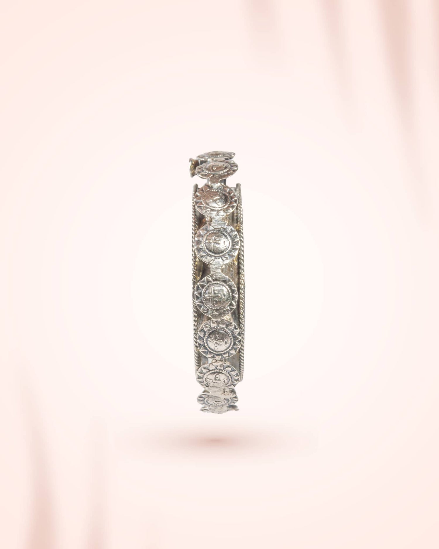 92.5 Sterling Silver Surya Face (Sun God) Statement Bangle | Temple Jewelry Kada