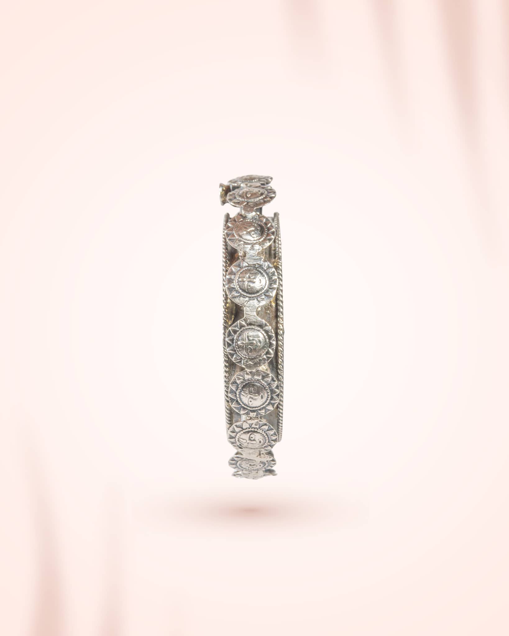 92.5 Sterling Silver Surya Face (Sun God) Statement Bangle | Temple Jewelry Kada