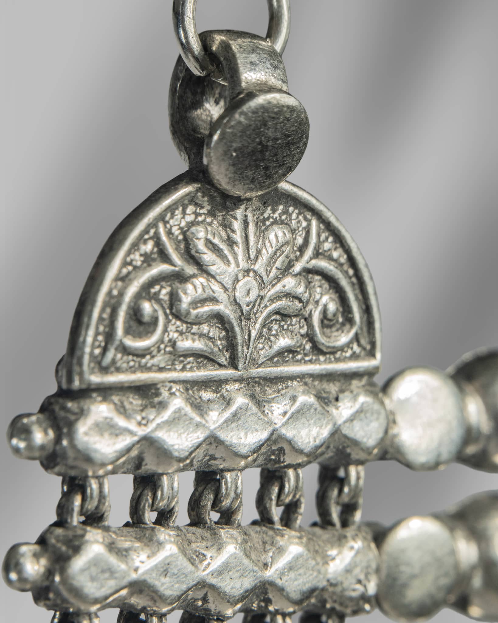 Oxidized 925 Sterling Silver Multi-Layer Tribal Necklace Set | Geometric Spike Choker with Earrings
