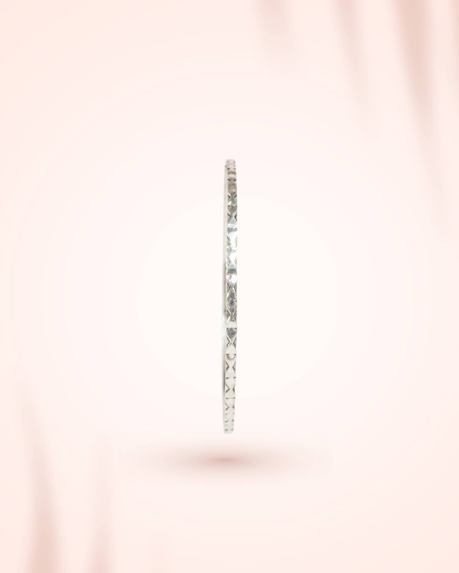 92.5 Sterling Silver Diamond Cut Chudi (Pair) | Textured Sparkle Bangles