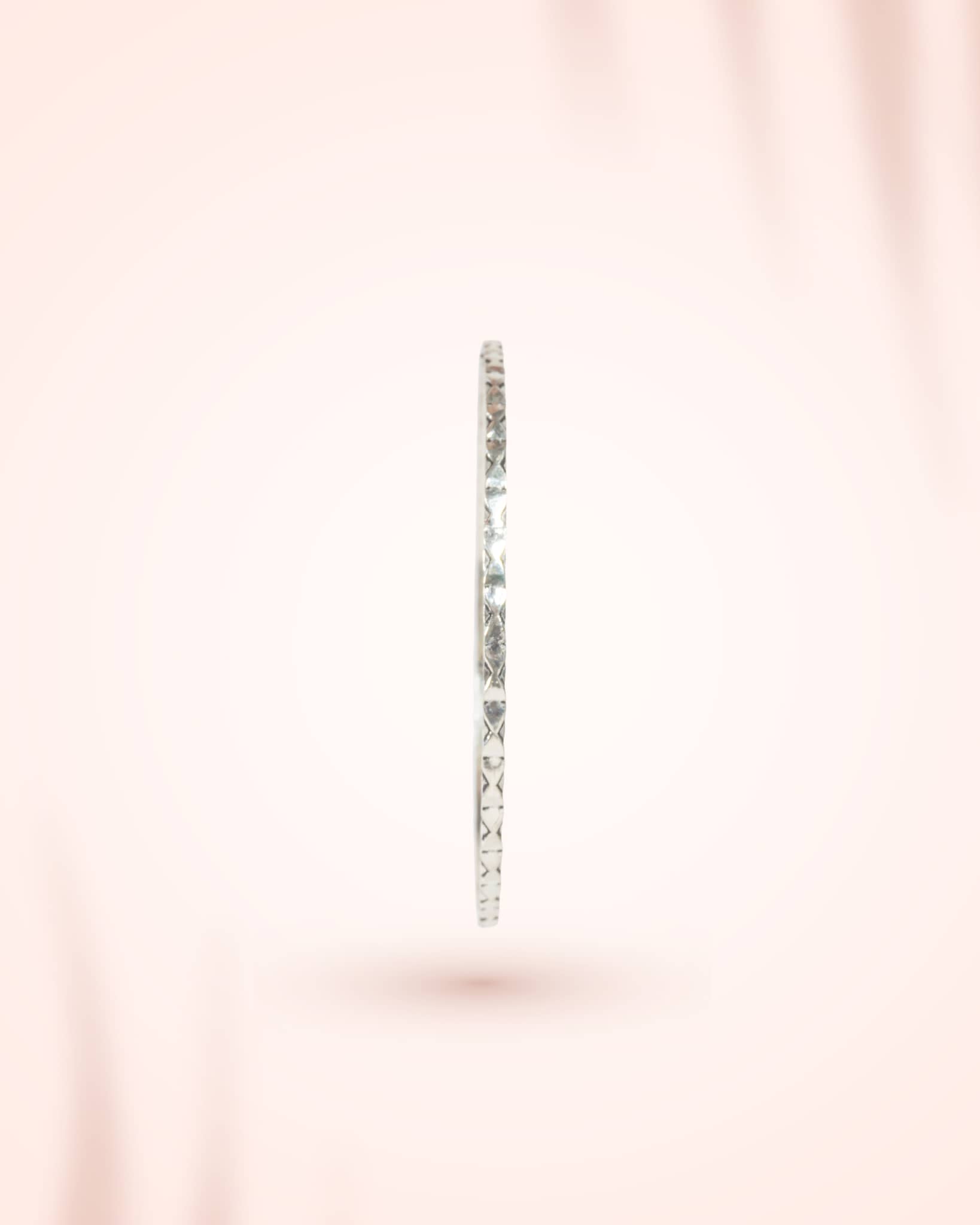 92.5 Sterling Silver Diamond Cut Chudi (Pair) | Textured Sparkle Bangles