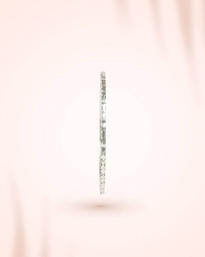 92.5 Sterling Silver Diamond Cut Chudi (Pair) | Textured Sparkle Bangles