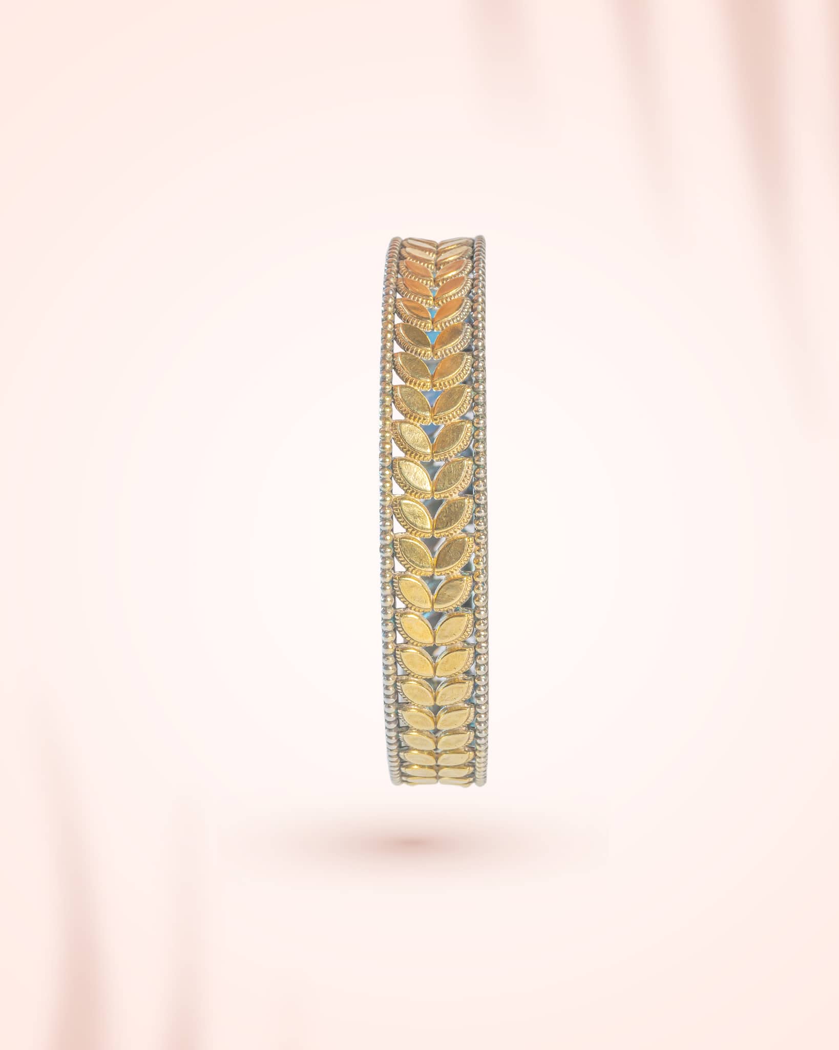 92.5 Sterling Silver Dual Tone Ghungroo Bangle | Gold & Silver Tribal Kada