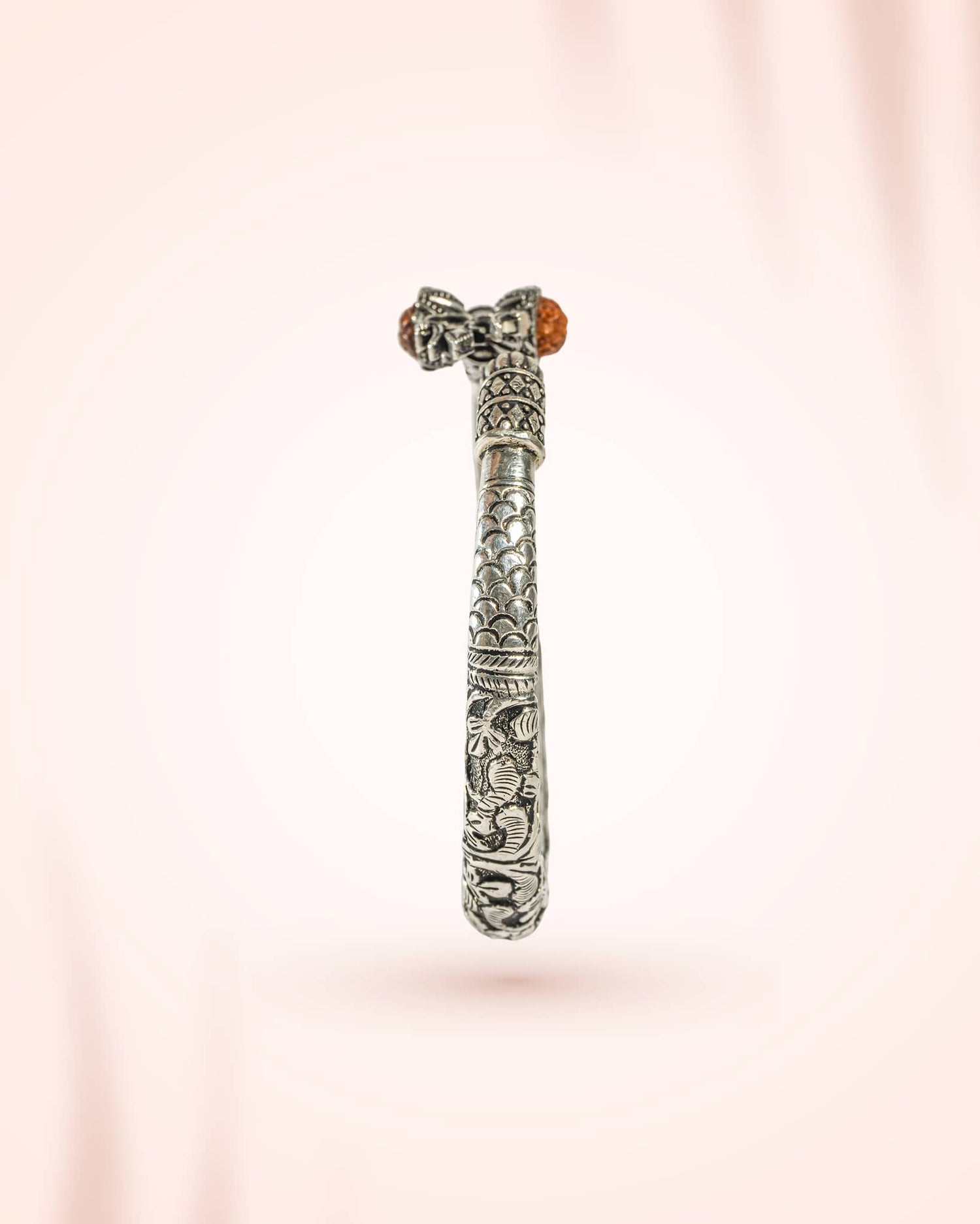 Oxidized Silver Shiva Trishul Damru Kada with Rudraksha | Mahadev Bracelet for Men
