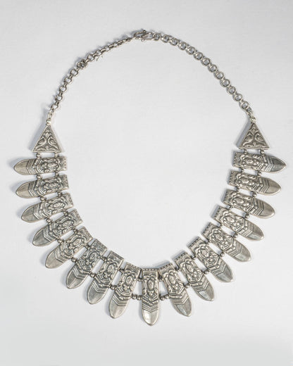 925 Sterling Silver Oxidized Temple Necklace | Goddess Motif Statement Choker