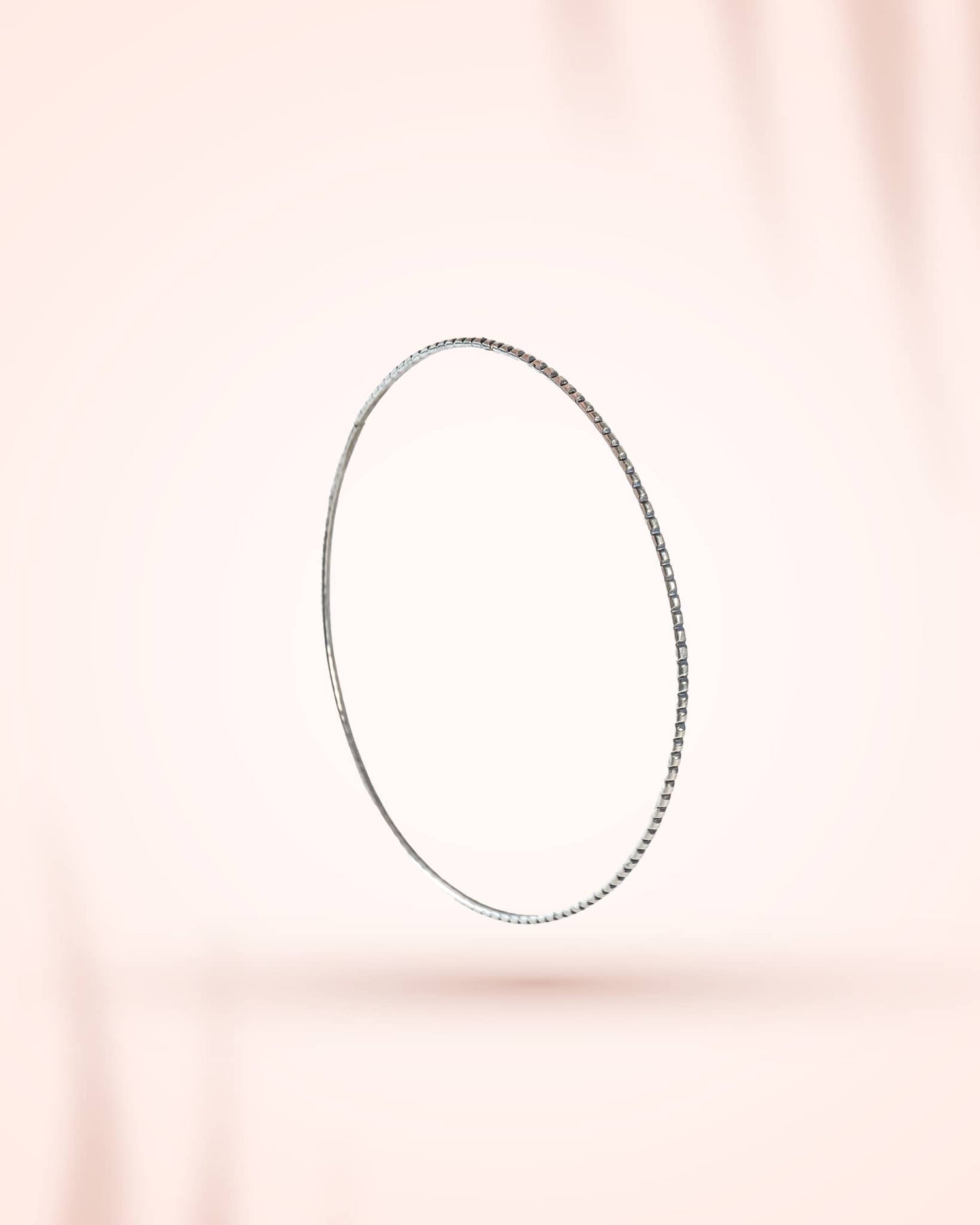 92.5 Sterling Silver Diamond-Cut Thin Bangle | Faceted Stackable Kada